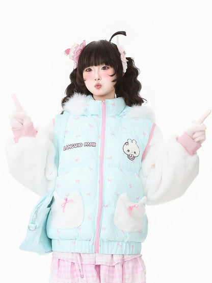 with Closure Teal Green Blouson Zip Daily Kawaii Jacket