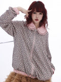 Collar Lace Jacket Leopard Pan and Print Peter Trim Zip-Up with