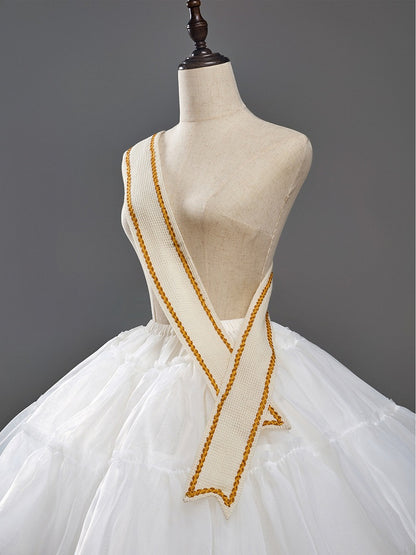 White Sailor Lolita Sash with Blue/Yellow Trim - Twin Bear Original Design