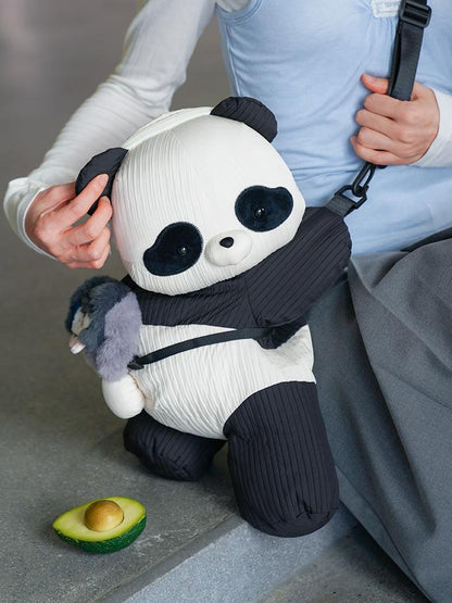 White Bag Plus Size Backpack/Crossbody Panda Black Kawaii