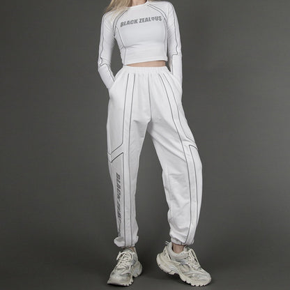 Cropped Cyberpunk Top Reflective Long Sleeves Futuristic