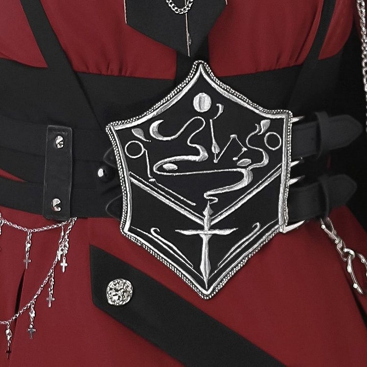 Waist Belt Embroidery Cross Black