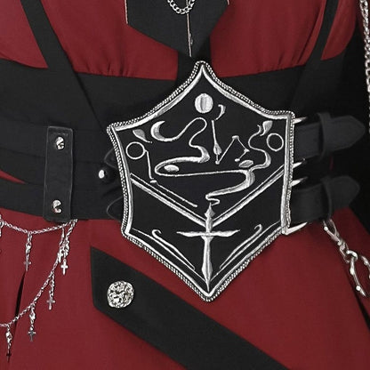 Waist Belt Embroidery Cross Black