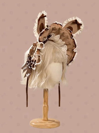 Motorhaube / Lolita Ohren Hase Braun Süß Rosa Blau