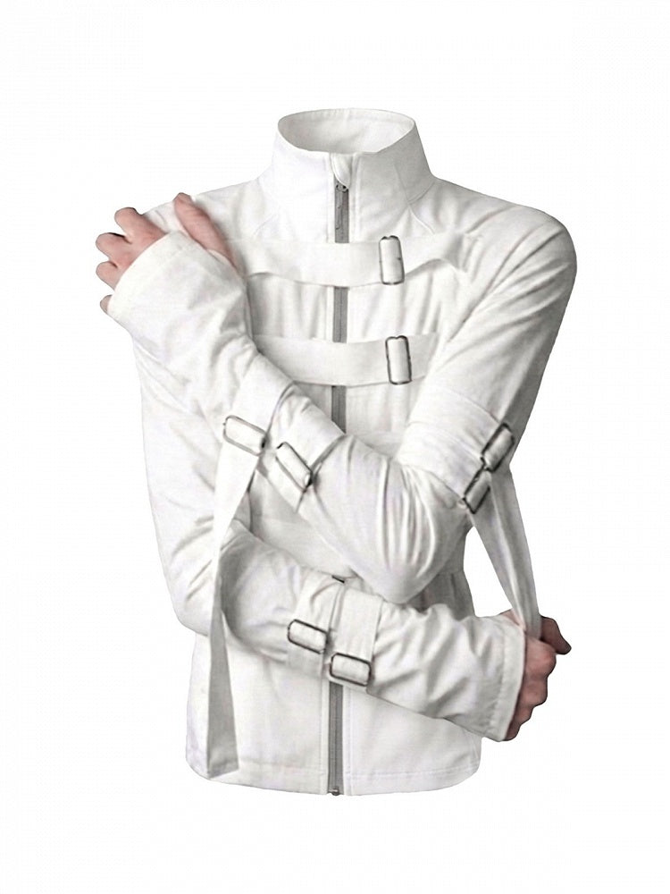Black/White Visual System Summer Sun Protection Jacket with Buckle Straps - Nova nexus