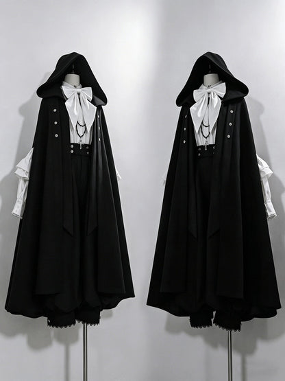 Black Ouji Lolita Cloak with Buckle Strap Closure - Princess Chronicles