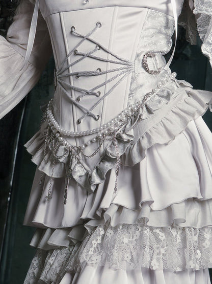 Beaded Chain Silver Waist Charms Cross Gothic