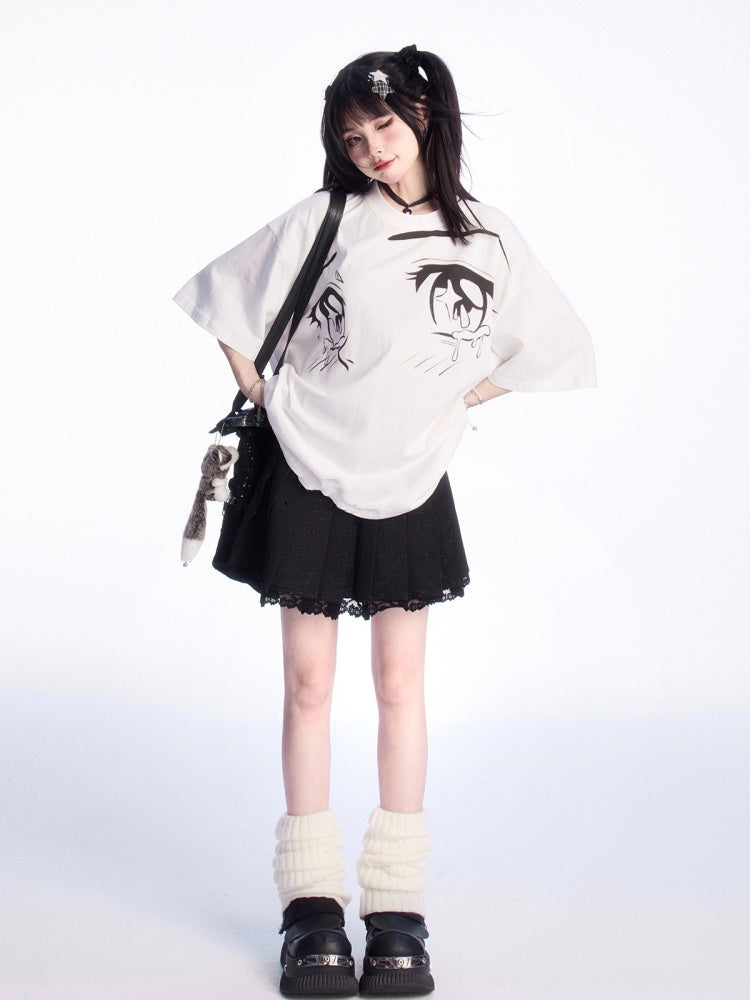 ブラックレーストリム スパンコールディテール プリーツスカート