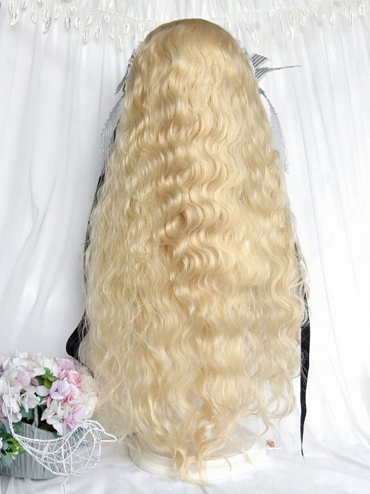 Blonde 80cm Long Wavy Curly Wig with Full Bangs - Sinwavy