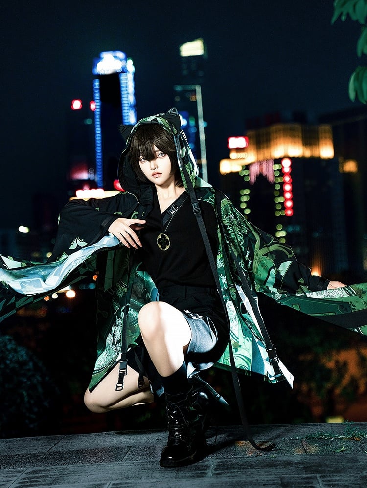 Techwear Strap Schwarzes T-Shirt Ouji Fashion Buckle V-Ausschnitt