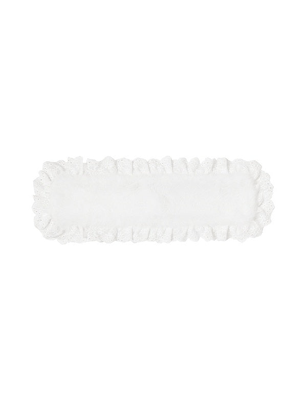 Trimmed White Ruffle Hairband Plush