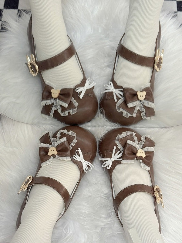 Details for Brown Bow Shoes PU Lolita with Sweet