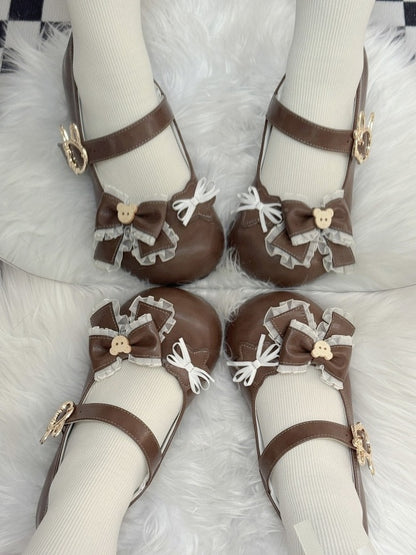 Details for Brown Bow Shoes PU Lolita with Sweet