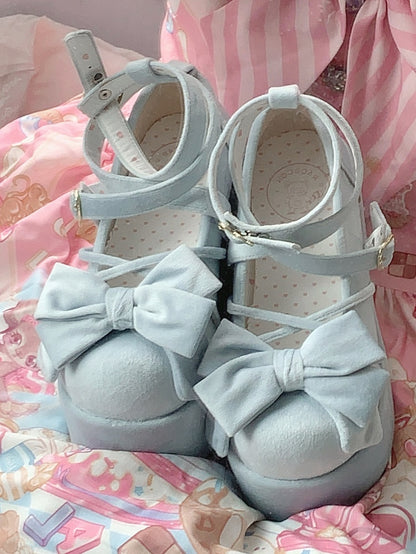 Lolita Mary Bow Blue Janes for Sweet Decor with Platform