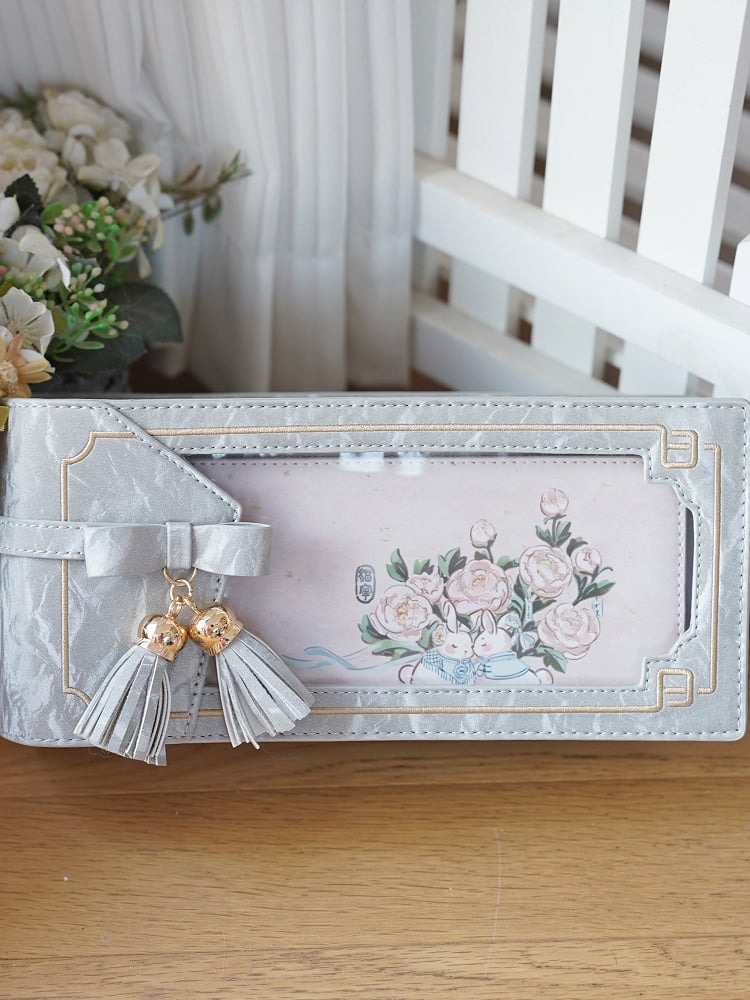 Blumentasche Silber Muster Akzent Stil Schleife PU Ita mit Fransen Cheongsam