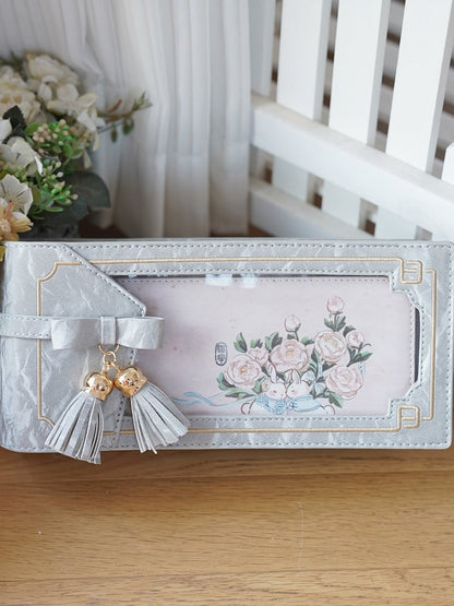 Blumentasche Silber Muster Akzent Stil Schleife PU Ita mit Fransen Cheongsam