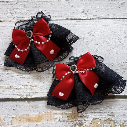 Pearl Cuffs Bowknot Color Lace Wrist Details Kei Heart Jirai 12 Options
