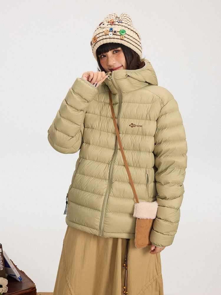Down Construction Baffle Green Jacket Hooded