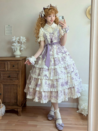 Print Detachable Grapes Changeable Dress Hem Purple Lolita Length