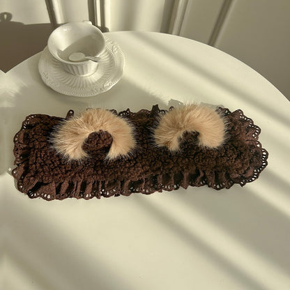 Fleece Coffee Bunny/Black Bear/White Ear Hairband Cat
