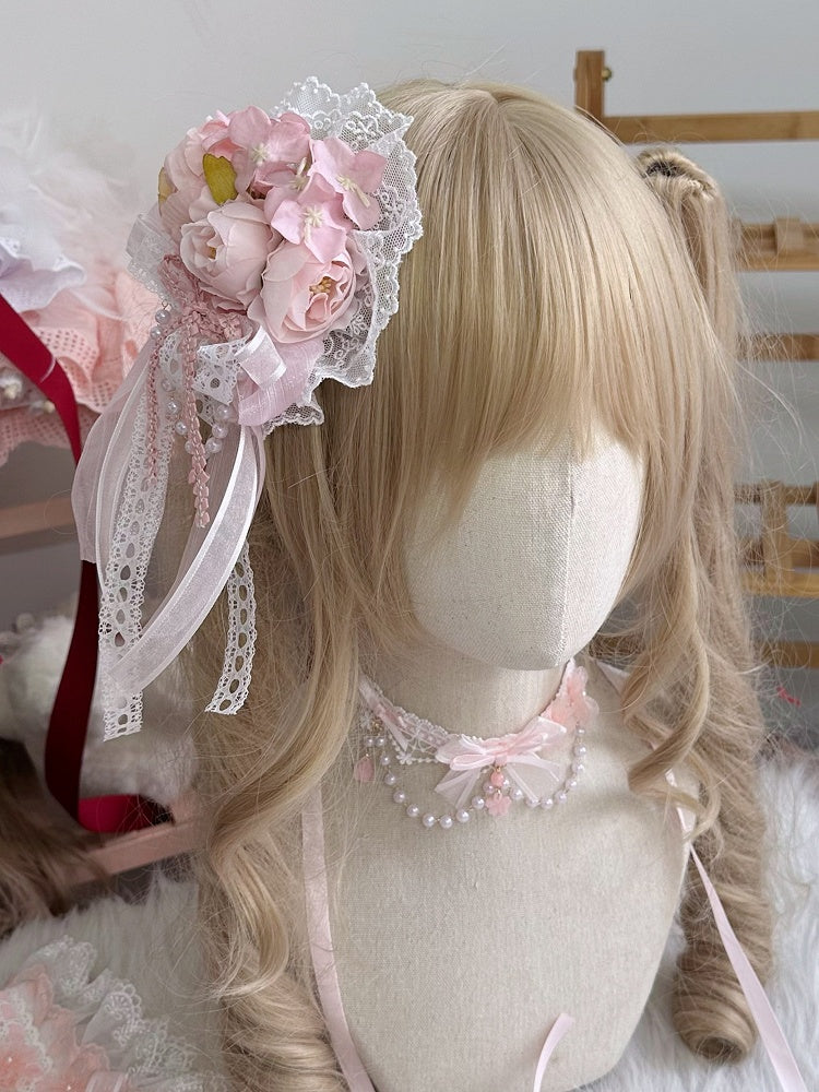 Lolita Lace Handmade Sweet Hairclip/Brooch Flower Trim