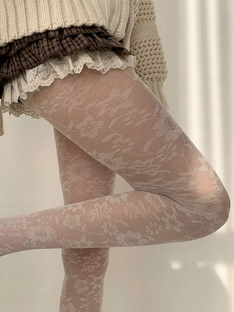 Lace Floral Sheer Vintage Pantyhose