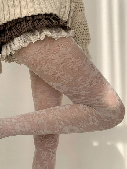Lace Floral Sheer Vintage Pantyhose