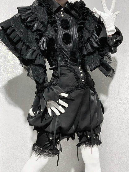 - Outfit Vibes Clown Spitzkragen Schwarz Lolita Ouji Circus