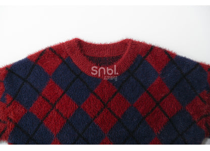 白雪姫プリンセス レッドダイヤモンド柄 モヘア ルーズセーター