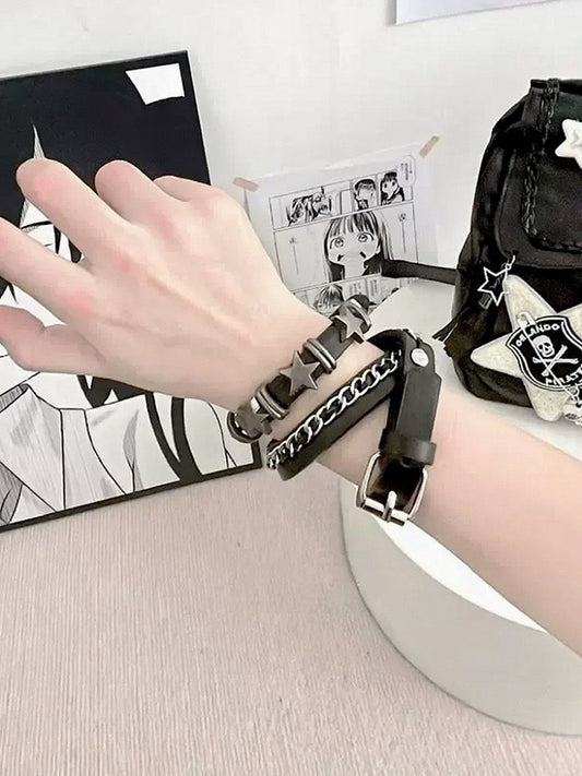 Punk Bracelet Set Chain Wrap Star