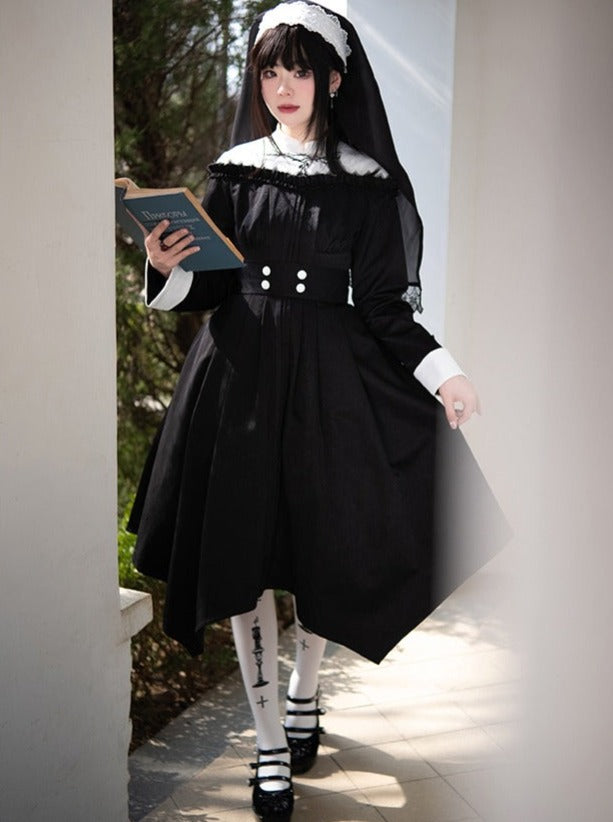 Puzzled Original Neck Dress Design Gothic