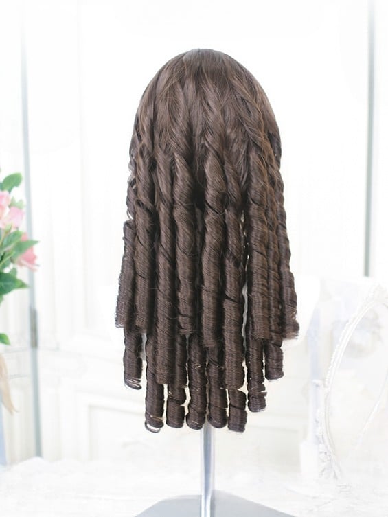 ローマンバングス 50-55CM ウィッグ付き ブラウン カーリー フル