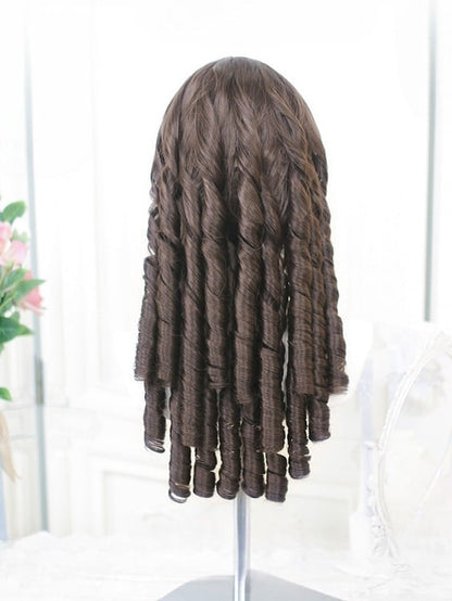 ローマンバングス 50-55CM ウィッグ付き ブラウン カーリー フル