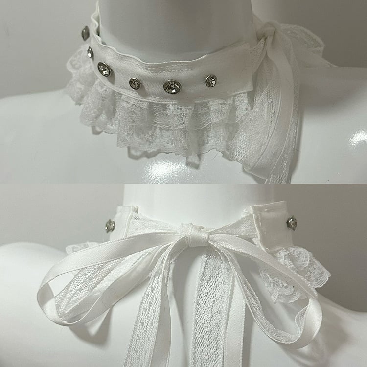 Options 5 Studs Trim Choker Color Lace Decorated