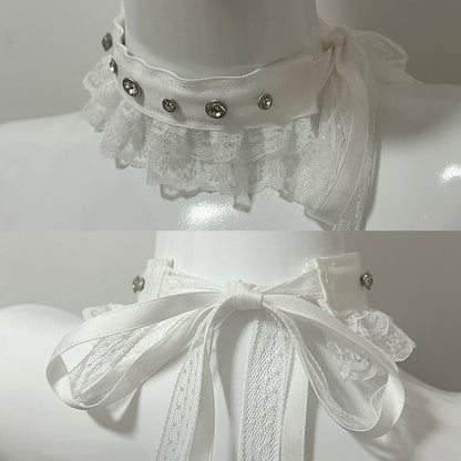 Options 5 Studs Trim Choker Color Lace Decorated