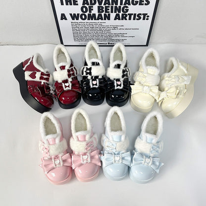 Wine Platforms Sweet - PU Heart Accents Red Lolita