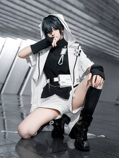 mit Techwear Cyberpunk-Hüftgürtel, weiße Taschenschnalle