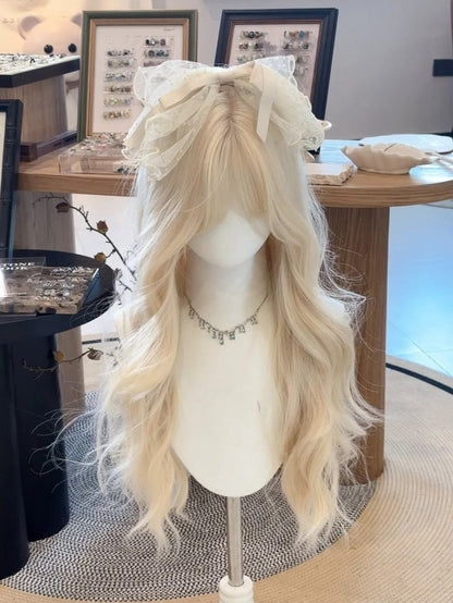 Platinum Full Wavy Bangs 65CM with Wig Blonde