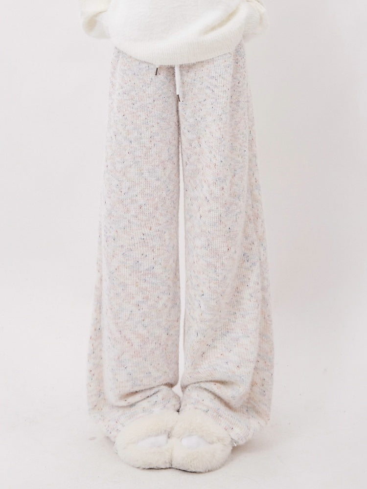 Straight-Leg Oatmeal Waist Drawstring Pants Cozy with