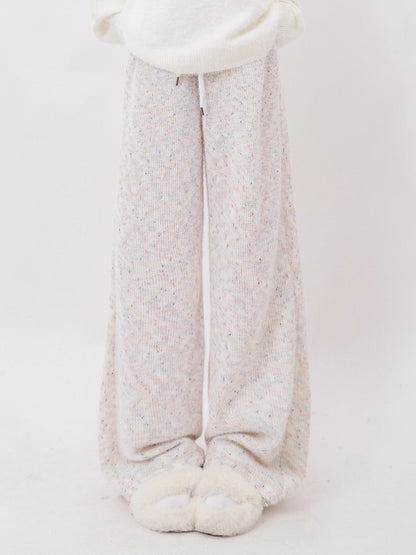 Straight-Leg Oatmeal Waist Drawstring Pants Cozy with