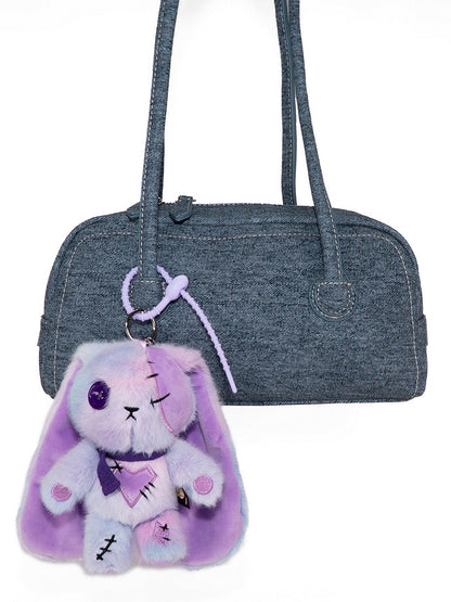 Green/Purple Heart Embroidery Guro - Bunny Kawaii Keychain