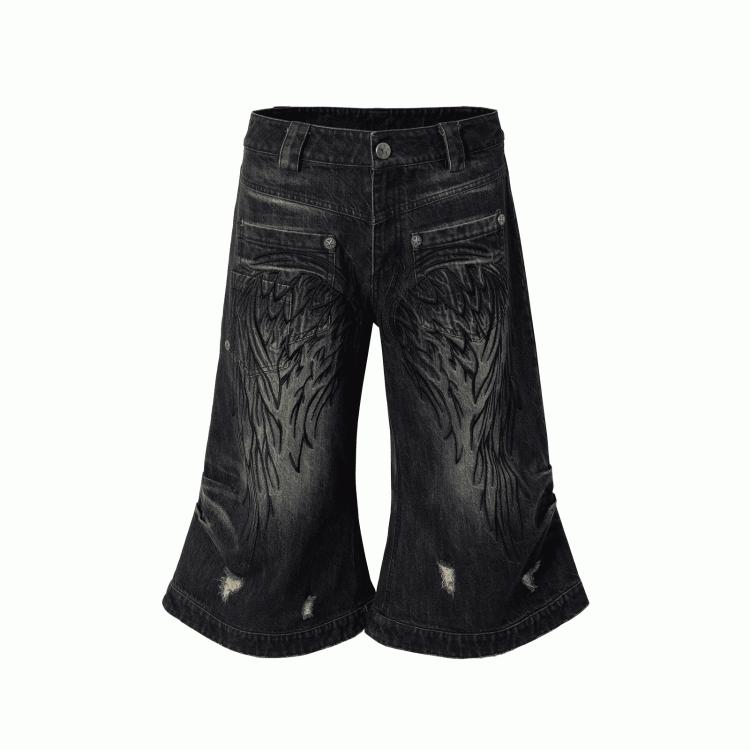 Angel Blau/Gelb Faded Wash Distressed Holes