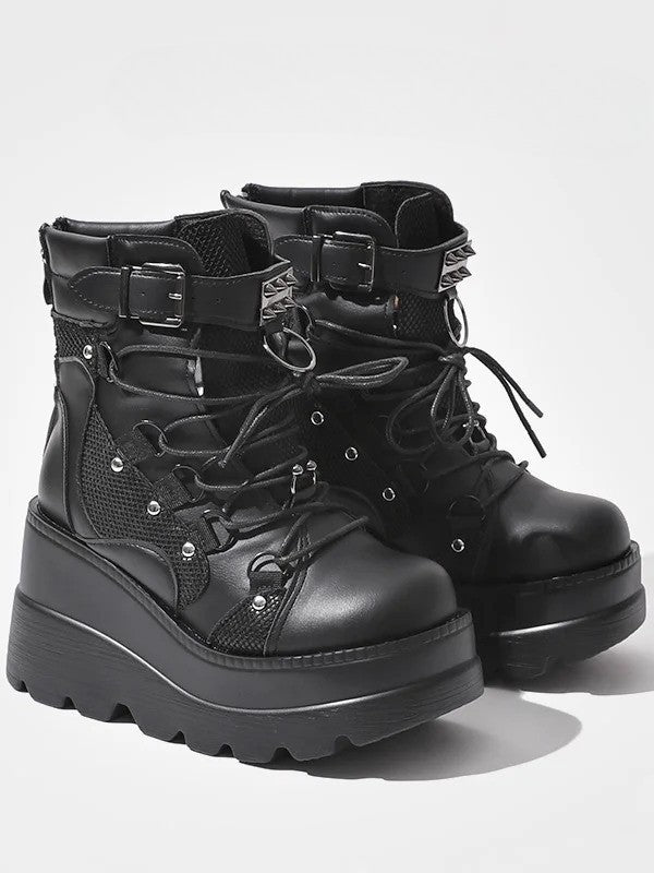 - Style in Boots Ankle Closure Platform Black Lace-up Gothic