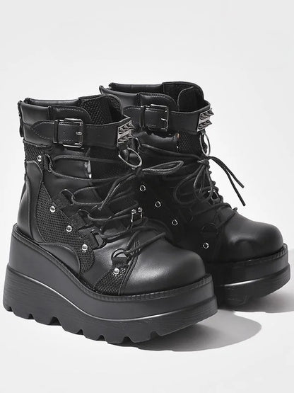 - Style in Boots Ankle Closure Platform Black Lace-up Gothic