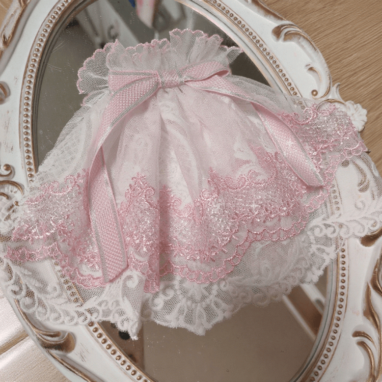Pink Mini Lace Veil Cherry Lolita with Hat Red Cake