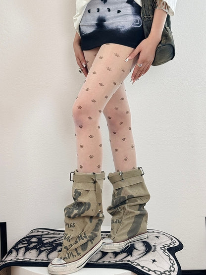 Paw – Bittersweet – Katzenstrumpfhose mit Nude-Print