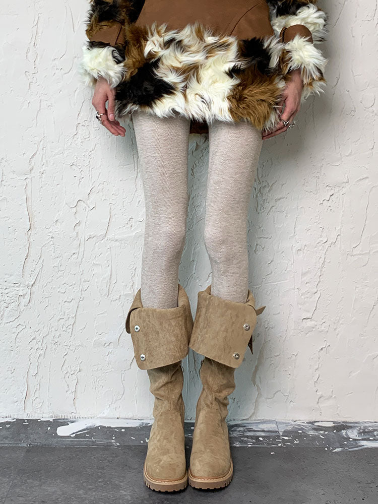 Y2K Beige Winter Tights