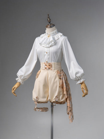 Lolita Shorts Waist - and Shirt Outfit + High Cape Prince Ouji Gold White