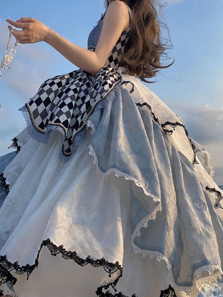 不思議の国のアリス アシンメトリーチェックドレス