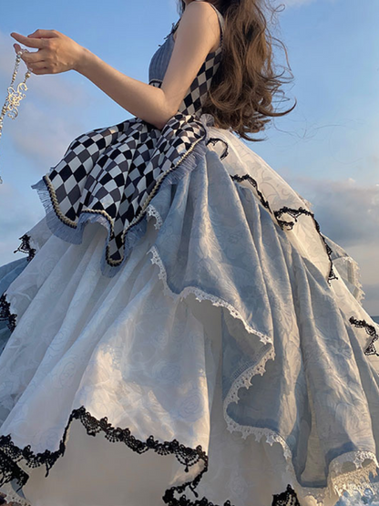 不思議の国のアリス アシンメトリーチェックドレス